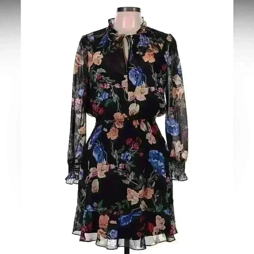 Parker Black Floral Mini Dress
